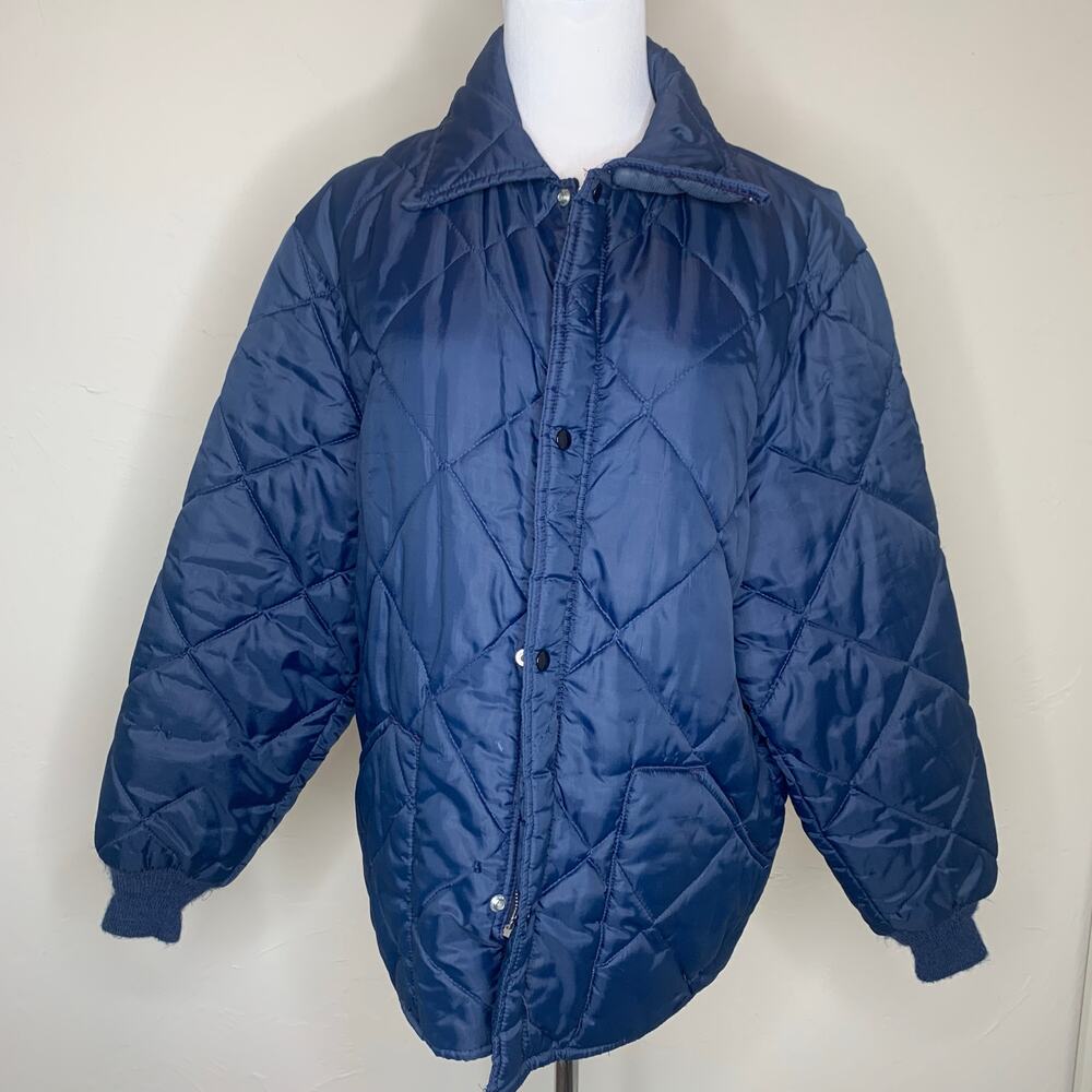 Vintage OshKosh B'Gosh Mens Navy Quilted Jacket Sz Large ? fits Medium Grunge